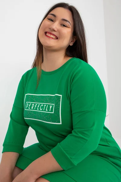Zelené dámské mini šaty/tunika s nápisem FPrice