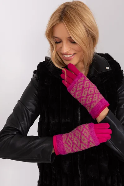 Tmavě růžové dámské vzorované rukavice FPrice