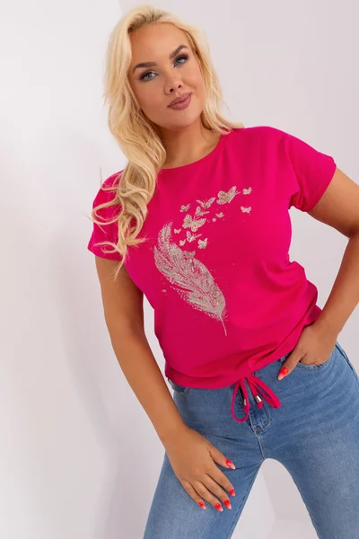 Tmavě růžové dámské tričko se stahovacími šňůrkami FPrice