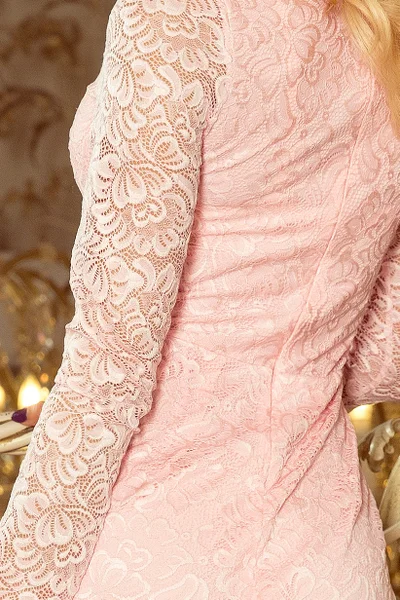 Pastelově růžové krajkové šaty Numoco 170-4