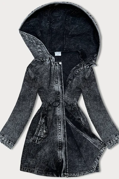 Černý džínový kabátek s kapucí P.O.P. SEVEN