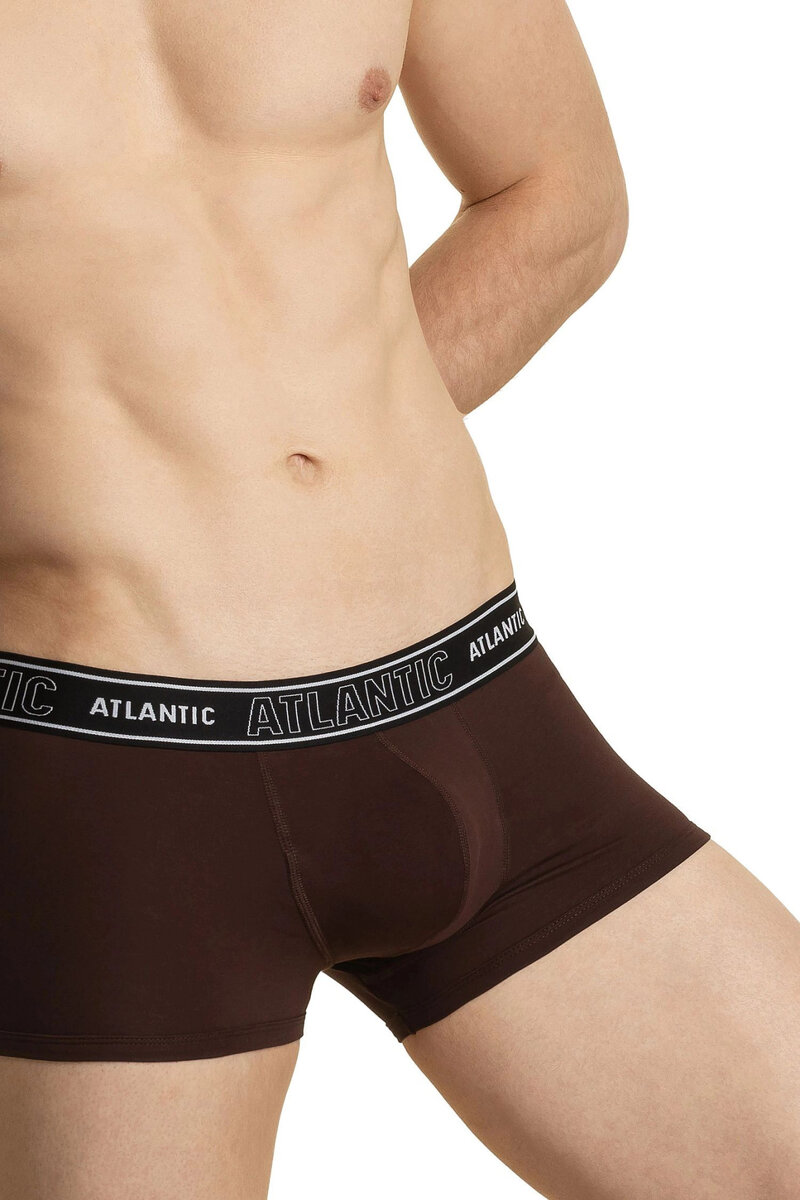 Tmavě hnědé pánské bavlněné boxerky Atlantic, Hnědá XL i41_9999931827_2:hnědá_3:XL_