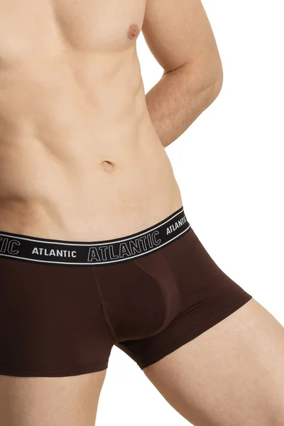 Tmavě hnědé pánské bavlněné boxerky Atlantic