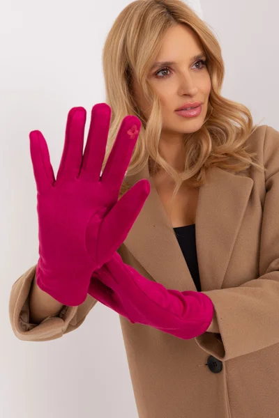 Tmavě růžové hladké dámské rukavice FPrice