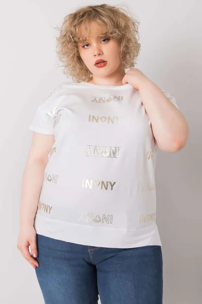 Dámská bílá plus size halenka s potiskem FPrice