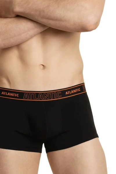 Černé pánské boxerky s oranžovým logem Atlantic