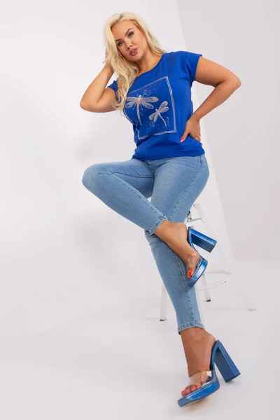 Královsky modré dámské tričko s vážkou FPrice