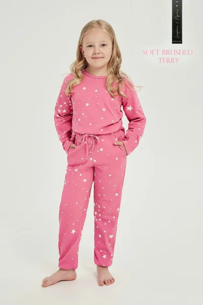 Komfortní dívčí růžové pyžamo s hvězdičkami Taro