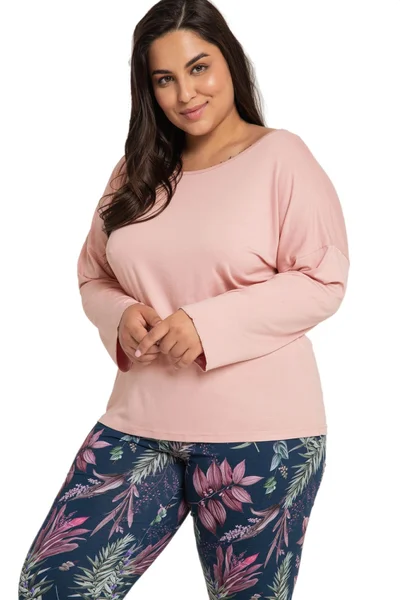 Bavlněné dámské pyžamo s capri kahotami Taro plus size