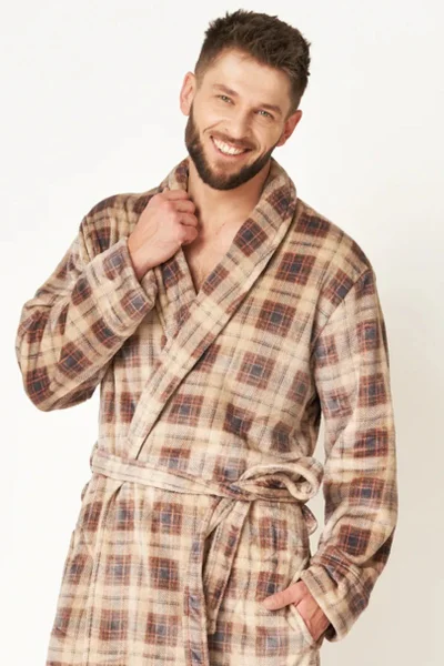 Hnědý pánský župan Flannel Fleece Key