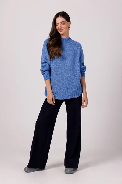Oversize dámský modrý svetr BE Knit