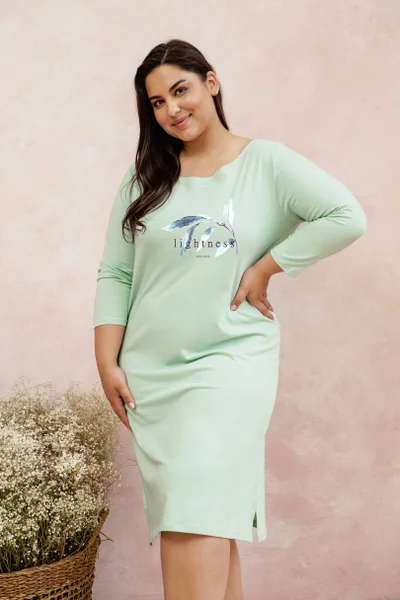 Světle zelená dámská bavlněná košilka plus size Taro