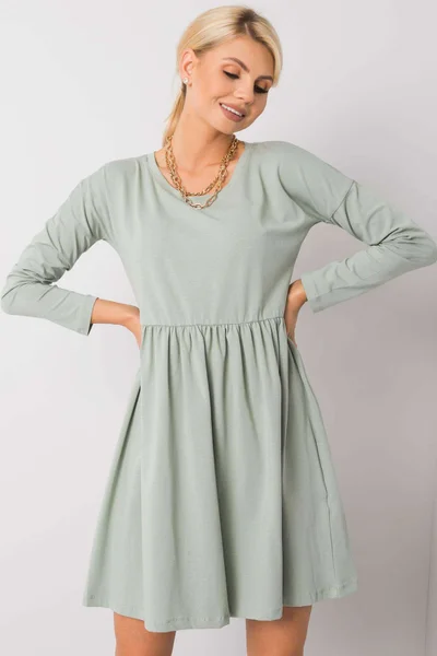 Světle zelené dámské bavlněné denní šaty FPrice