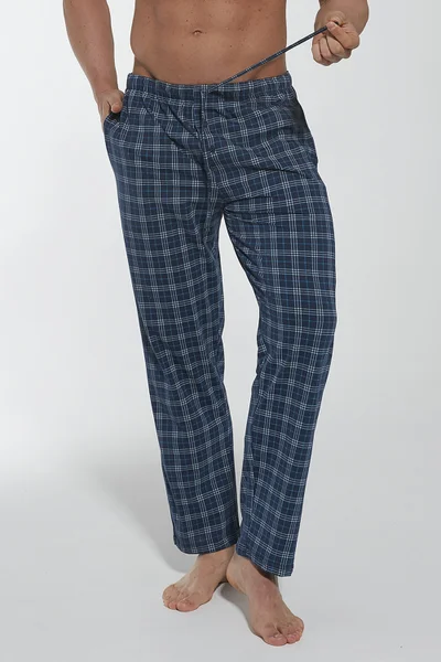 Modré kostkované pyžamové kalhoty Cornette