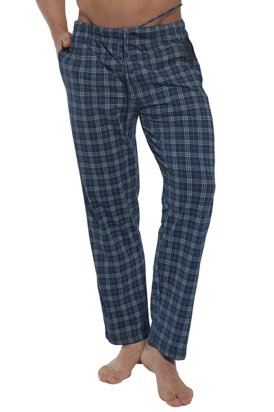 Modré kostkované pyžamové kalhoty Cornette