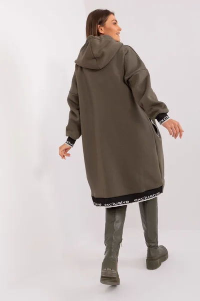 Khaki maxi oversize dámská dlouhá mikina RELEVANCE