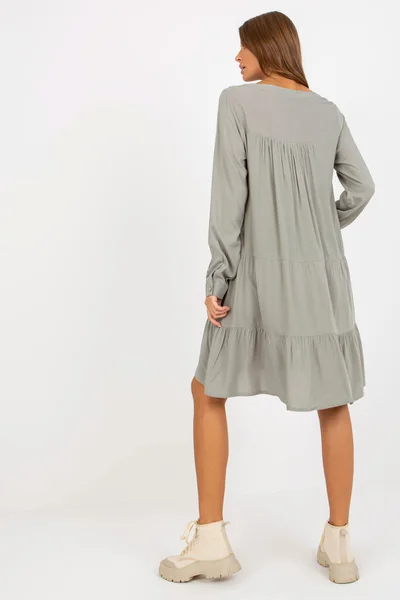 Světlé khaki dámské denní šaty FPrice