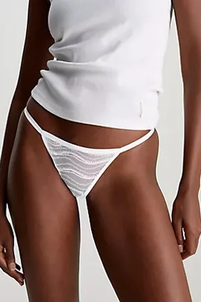 Částečně průsvitná dámská bílá tanga Calvin Klein