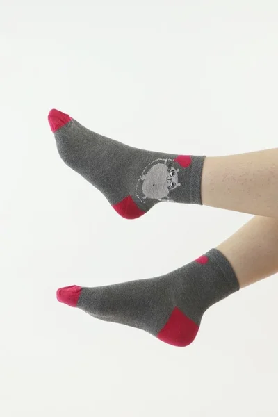 Šedé dámské ponožky s motivem kočky Moraj