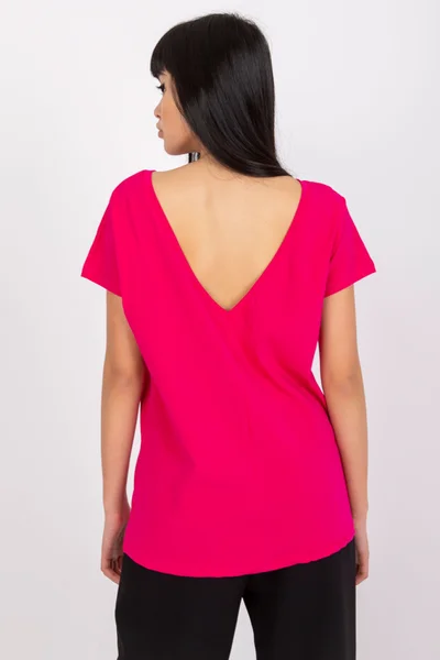Tmavě růžové dámské tričko s výstřihem na zádech FPrice