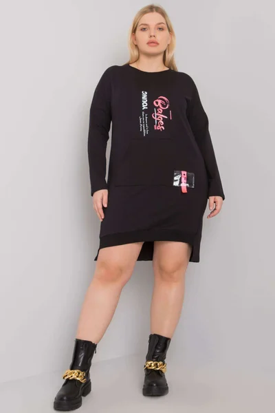 Černé plus size šaty s kapsou FPrice