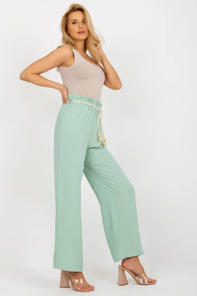 Letní dámské kalhoty široký střih v mentolové barvě FPrice