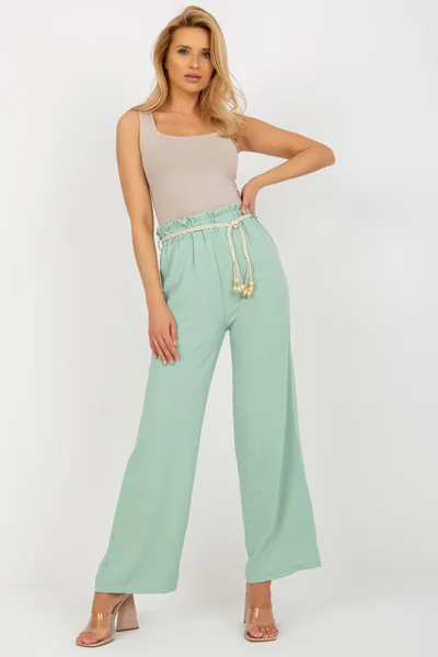Letní dámské kalhoty široký střih v mentolové barvě FPrice