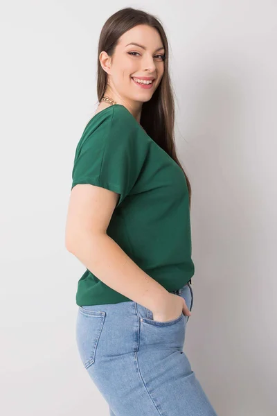 Tmavě zelené bavlněné tričko plus velikosti FPrice