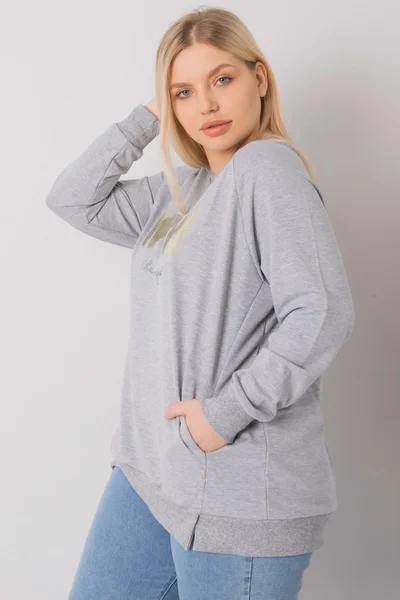 Šedá melanžová plus size halenka s kapsami FPrice