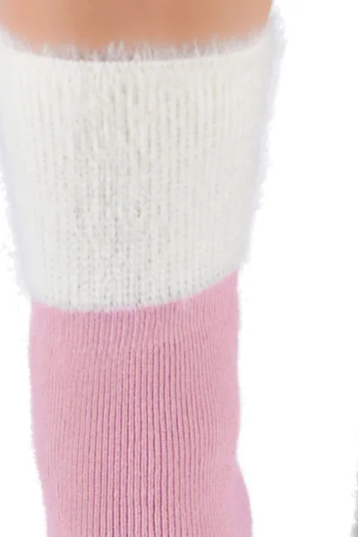 Vysoké chlupaté ponožky Noviti růžovo-bílé