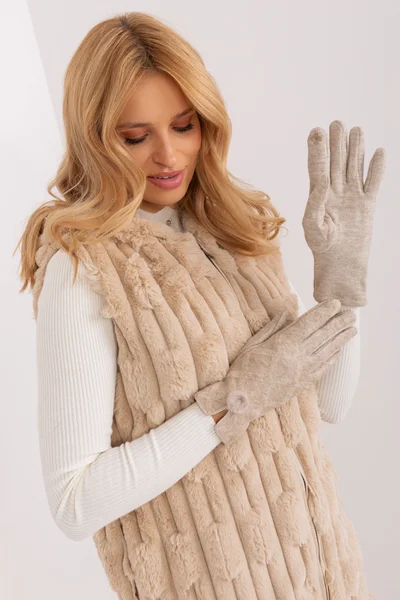 Krémové dámské rukavice s jemným vzorem FPrice