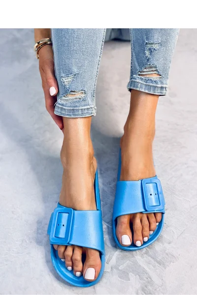 Výrazné modré dámské gumové pantofle Inello