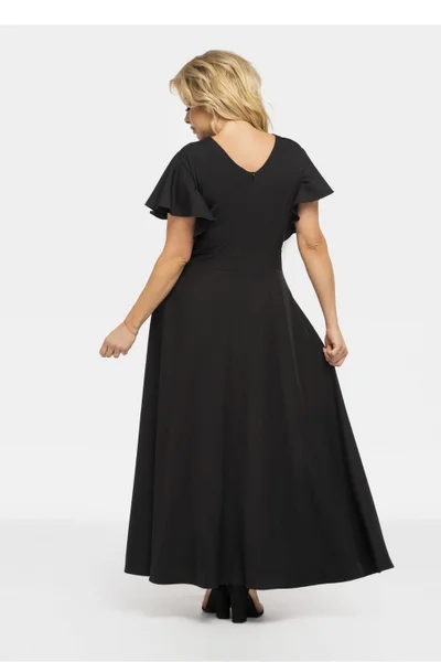 Černé dlouhé dámské plus size šaty Karko