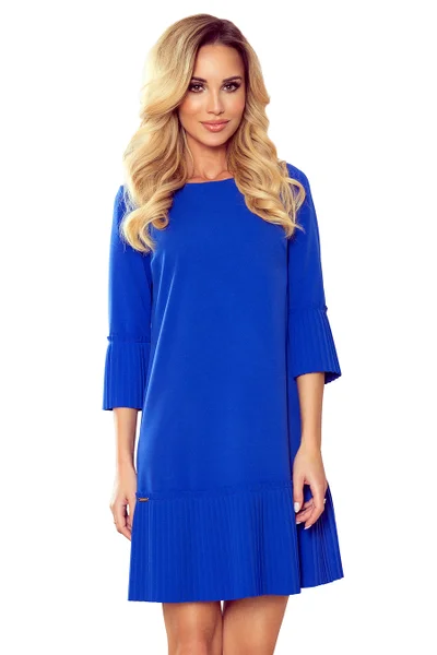 Královsky modré šaty s jemným řasením Numoco 228-8