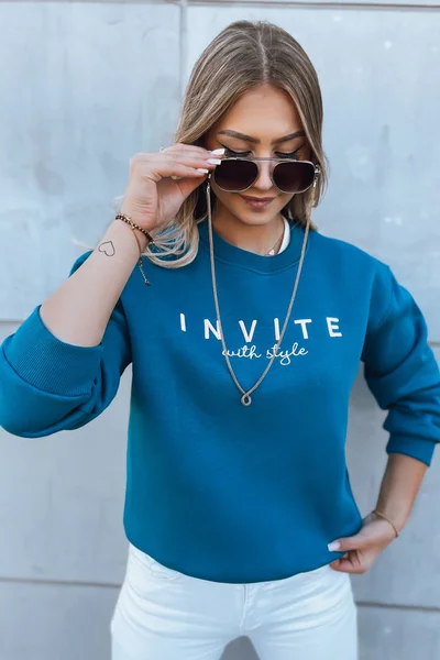 INVITE dámská oversized mikina Dstreet tmavě modrá