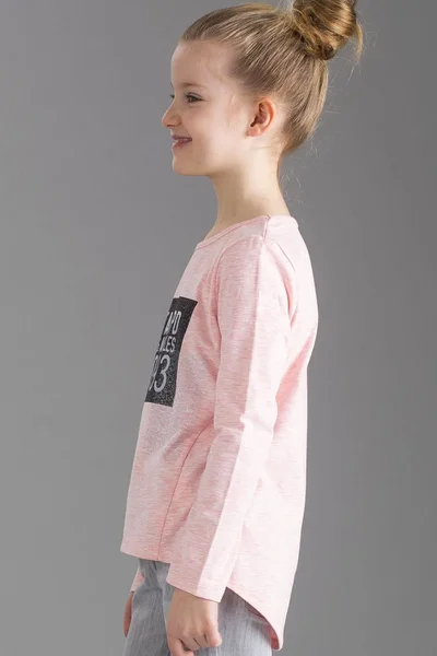 Světle růžové dívčí tričko s dlouhým rukávem