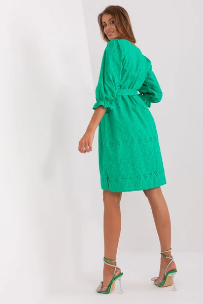 Zelené dámské mini šaty se zavazováním FPrice