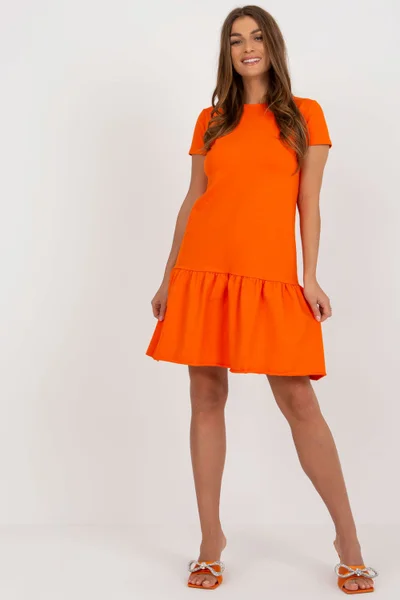 Oranžové dámské šaty rovný střih Rue Paris