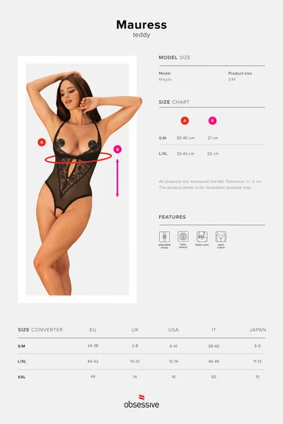 Dámské svůdné body Mauress teddy - Obsessive černá