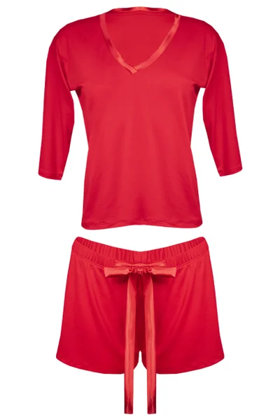 Červené dámské pyžamo se šortkami DKaren