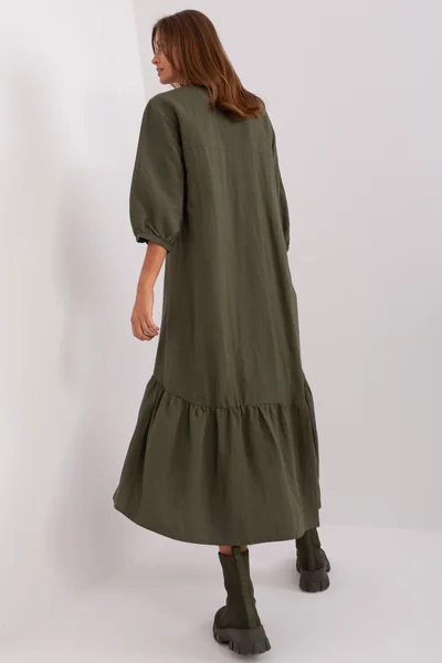 Khaki oversize dámské midi šaty FPrice