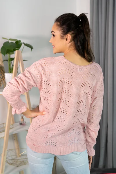 Světle růžový dámský pulovr volný střih Merribel