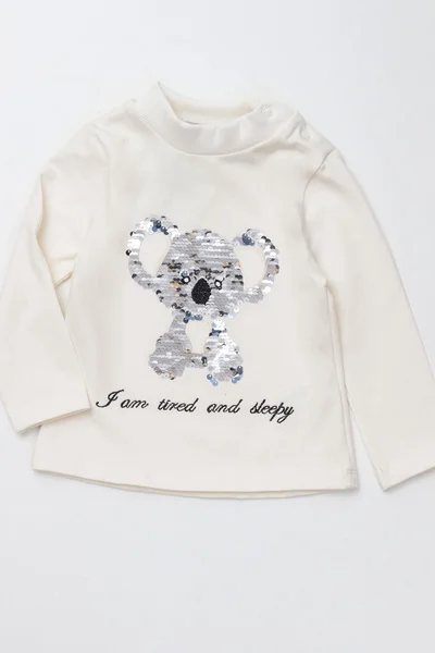 Krémové dívčí tričko s flitry Koala FPrice