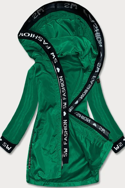 Lehká zelená delší bunda s černými lemy S'WEST