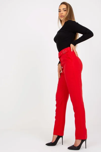 Dámské červené kalhoty XSAPIENZA rovný střih