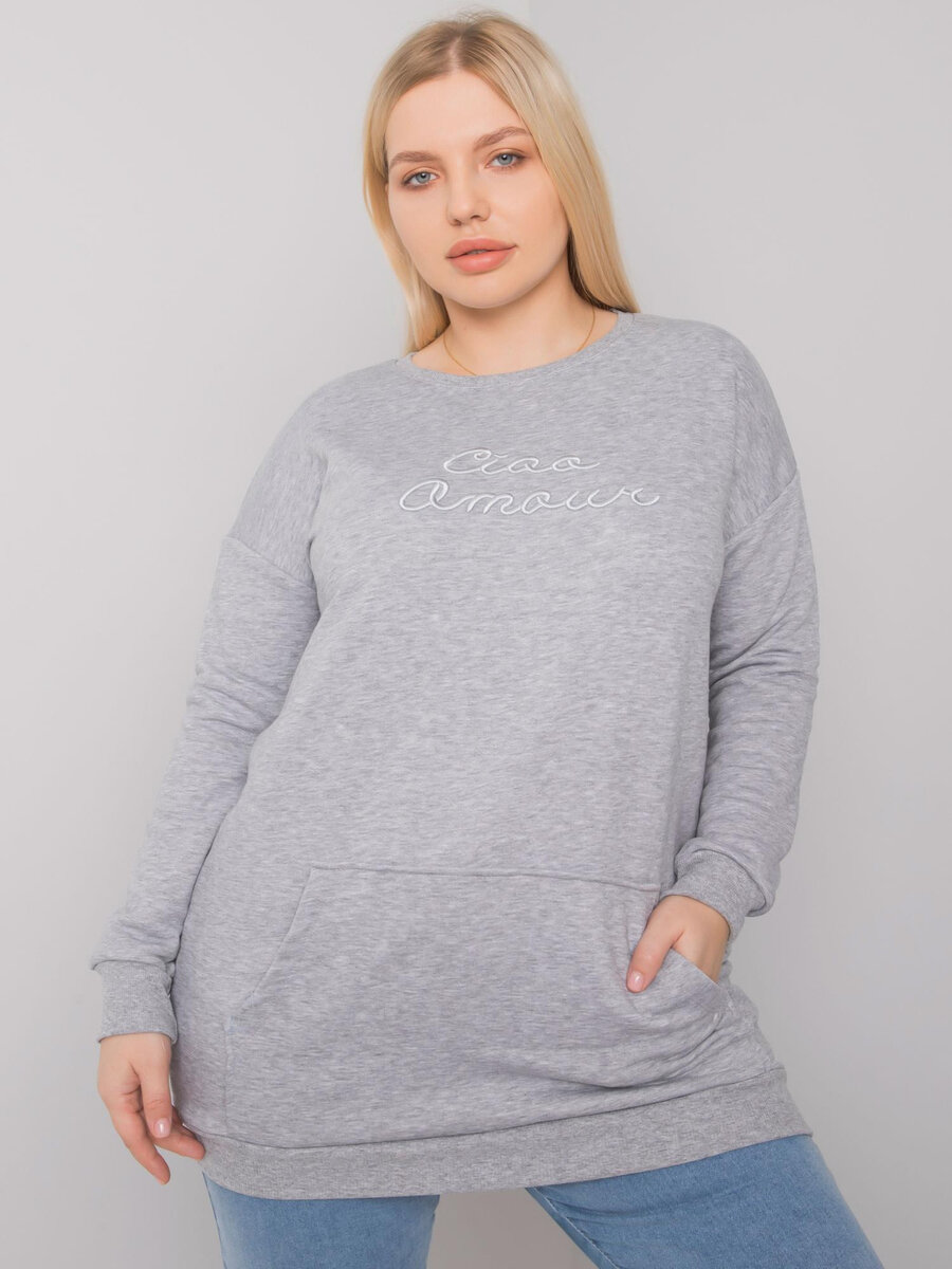 Dámská melanžová klokaní mikina plus size FPrice, jedna velikost i523_2016103065523