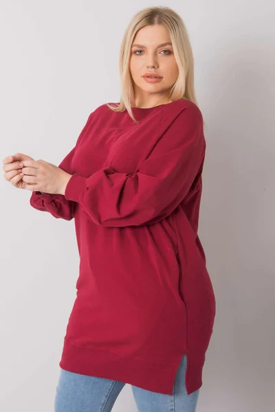 Dámská bavlněná plus size mikina v bordó barvě FPrice