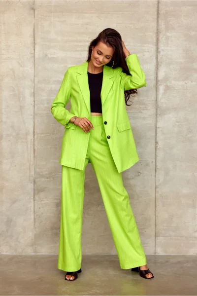 Neon zelené dámské delší ležérní sako Roco Fashion