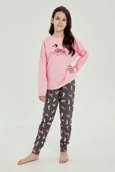 Jemné růžové bavlněné dívčí pyžamo Taro
