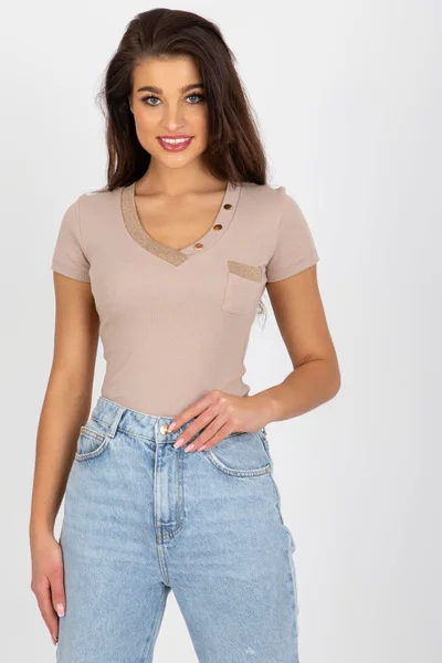 Přiléhavé dámské tričko V-neck FPrice